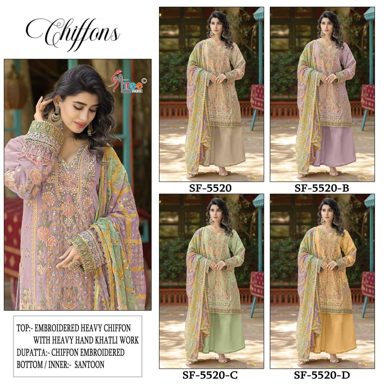 5520 colour By SHREE FABS Beautiful Pakistani Suits Colorful Stylish Fancy Ethnic Wear Chiffon Dresses At Wholesale